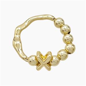 Copper Ring With Letter-X Gold Plated, approx 6-7mm, 18mm dia [FN53999]