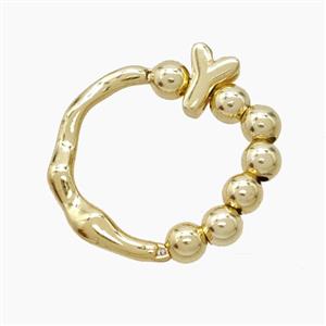 Copper Ring With Letter-Y Gold Plated, approx 6-7mm, 18mm dia [FN54000]