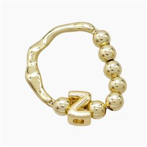 Copper Ring With Letter-Z Gold Plated, approx 6-7mm, 18mm dia [FN54001]
