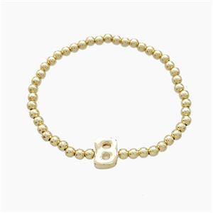 Copper Bracelet With Letter-B Stretchy Gold Plated, approx 4mm, 8-11mm, 55mm dia [FN54005]