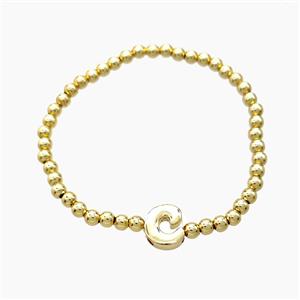 Copper Bracelet With Letter-C Stretchy Gold Plated, approx 4mm, 8-11mm, 55mm dia [FN54006]
