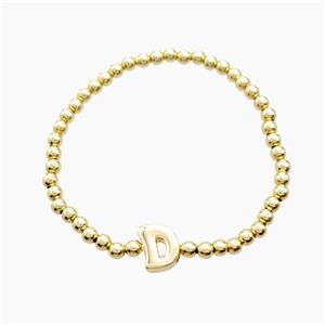 Copper Bracelet With Letter-D Stretchy Gold Plated, approx 4mm, 8-11mm, 55mm dia [FN54007]