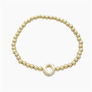 Copper Bracelet With Letter-O Stretchy Gold Plated, approx 4mm, 8-11mm, 55mm dia [FN54018]