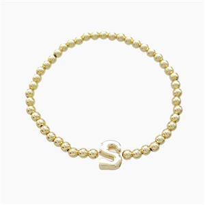 Copper Bracelet With Letter-S Stretchy Gold Plated, approx 4mm, 8-11mm, 55mm dia [FN54022]