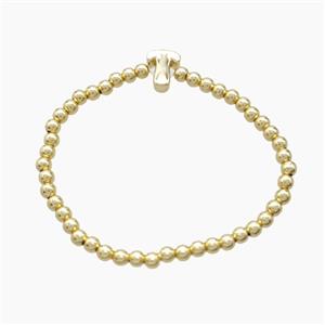 Copper Bracelet With Letter-T Stretchy Gold Plated, approx 4mm, 8-11mm, 55mm dia [FN54023]