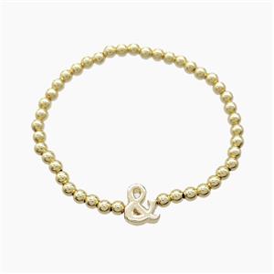Copper Bracelet With Symbols And Stretchy Gold Plated, approx 4mm, 8-11mm, 55mm dia [FN54033]