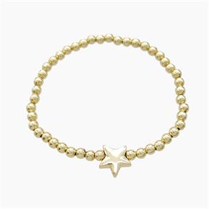 Copper Bracelet With Star Stretchy Gold Plated, approx 4mm, 8-11mm, 55mm dia [FN54035]