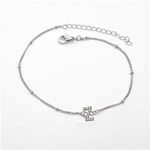 Copper Bracelet With Letter-Z Pave Zirconia Platinum Plated, approx 6-9mm, 19-24cm length [FN54061]