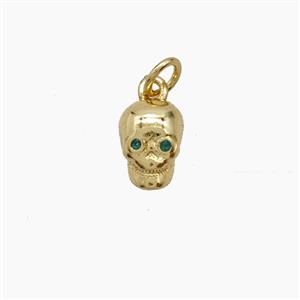 Copper Skull Pendant Pave Zirconia Gold Plated, approx 5-8mm [FN54089]