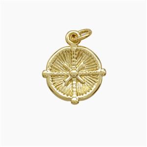 Copper Compass Pendant Gold Plated, approx 11mm [FN54111]