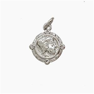 Copper Human Pendant Pave Zirconia Platinum Plated, approx 10.5mm [FN54112]