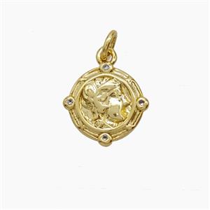 Copper Human Pendant Pave Zirconia Gold Plated, approx 10.5mm [FN54113]