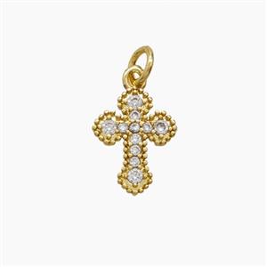 Copper Cross Pendant Pave Zirconia Gold Plated, approx 8-10mm [FN54133]