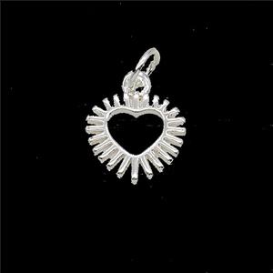Copper Heart Pendant Shiny Silver, approx 10mm [FN54178]