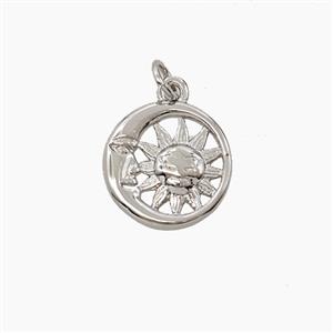 Copper Moon Sun Pendant Platinum Plated, approx 11.5mm [FN54219]
