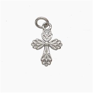 Copper Cross Pendant Platinum Plated, approx 9-10mm [FN54241]