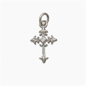 Copper Cross Pendant Pave Zirconia Platinum Plated, approx 8-11mm [FN54251]