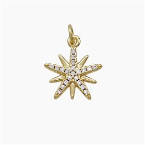 Copper Star Pendant Pave Zirconia Gold Plated, approx 12mm [FN54256]