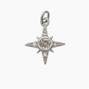 Copper Star Pendant Pave Zirconia Platinum Plated, approx 12mm [FN54259]