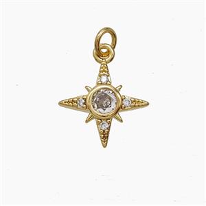 Copper Star Pendant Pave Zirconia Gold Plated, approx 12mm [FN54260]