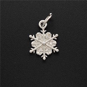 Copper Snowflake Pendant Pave Zirconia Shiny Silver, approx 10mm [FN54261]