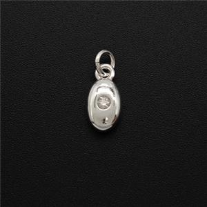 Copper Eye Pendant Pave Zirconia Shiny Silver, approx 5-8mm [FN54267]