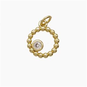Copper Eye Pendant Pave Zirconia Gold Plated, approx 10mm [FN54270]