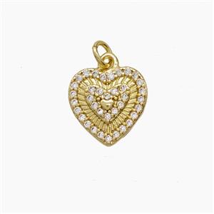Copper Heart Pendant Pave Zirconia Gold Plated, approx 11mm [FN54282]