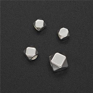 Copper Polyhedron Beads Faceted Platinum Plated, approx 2.5mm [FN54294-2.5MM]