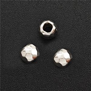 Copper Round Spacer Beads Faceted Shiny Silver, approx 4.5mm [FN54298]