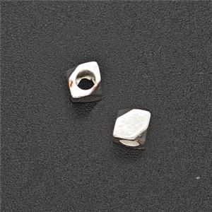 Copper Polyhedron Beads Faceted Shiny Silver, approx 3mm [FN54300]