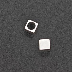 Copper Cube Beads Shiny Silver, approx 3mm [FN54302]