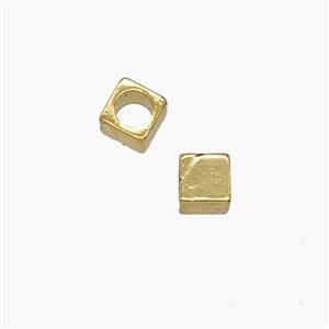 Copper Cube Beads Gold Plated, approx 3mm [FN54303]