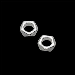 Copper Heishi Beads Faceted Shiny Silver, approx 6mm [FN54318]