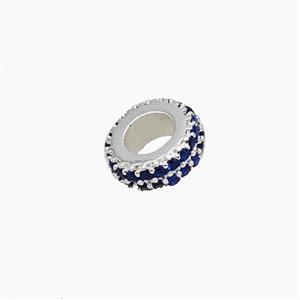 Copper Rondelle Beads Pave Zirconia Platinum Plated, approx 8mm [FN54322]