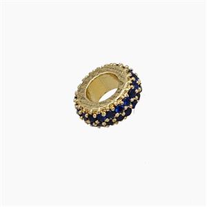 Copper Rondelle Beads Pave Zirconia Gold Plated, approx 8mm [FN54326]