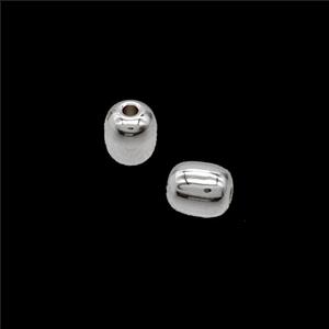 Copper Barrel Beads Shiny Silver, approx 5-6mm [FN54336]