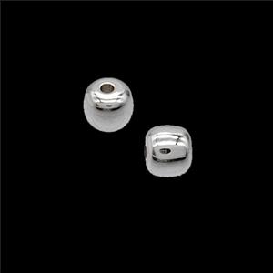 Copper Barrel Beads Shiny Silver, approx 5-6mm [FN54338]