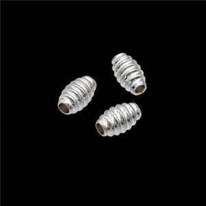 Copper Barrel Screw Beads Shiny Silver, approx 3x5mm [FN54346]