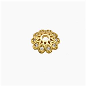 Copper Beadcaps Pave Zirconia Gold Plated, approx 10mm [FN54367]