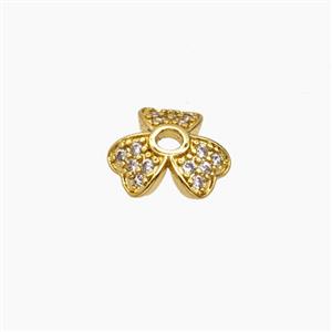 Copper Beadcaps Pave Zirconia Gold Plated, approx 10mm [FN54369]