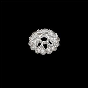 Copper Beadcaps Pave Zirconia Shiny Silver, approx 10mm [FN54376]