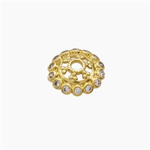 Copper Beadcaps Pave Zirconia Gold Plated, approx 10mm [FN54380]