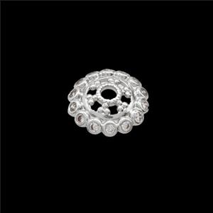 Copper Beadcaps Pave Zirconia Shiny Silver, approx 10mm [FN54381]