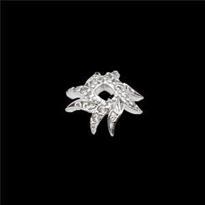 Copper Beadcaps Pave Zirconia Shiny Silver, approx 10mm [FN54384]