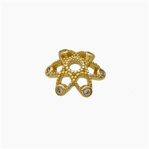 Copper Beadcaps Pave Zirconia Gold Plated, approx 10mm [FN54390]