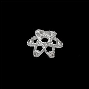 Copper Beadcaps Pave Zirconia Shiny Silver, approx 10mm [FN54391]