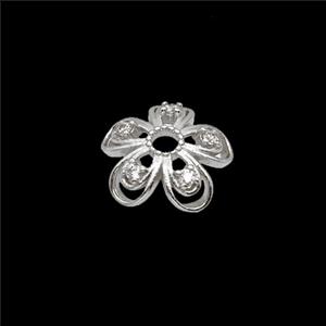 Copper Beadcaps Pave Zirconia Shiny Silver, approx 10mm [FN54397]