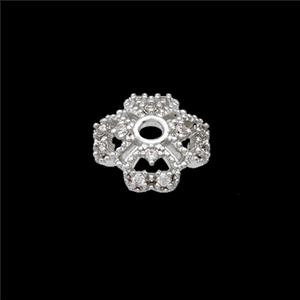 Copper Beadcaps Pave Zirconia Shiny Silver, approx 10mm [FN54399]