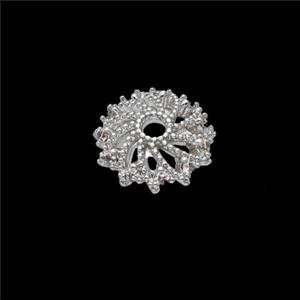 Copper Beadcaps Pave Zirconia Shiny Silver, approx 10mm [FN54403]